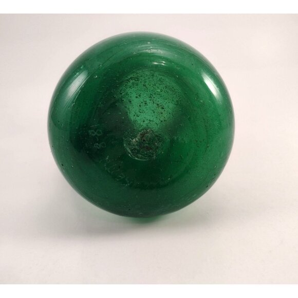 Vintage Hand-Blown Emerald Green Glass Pitcher Vase Jug Curved Handle SIGNED - Picture 5 of 11